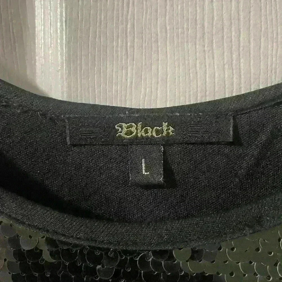 Black Sequins Blouse With Back Opening - Size L -A28 - Picture 4 of 4